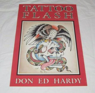 Rare Don Ed Hardy Tattoo Flash Book Promotional Poster 1990