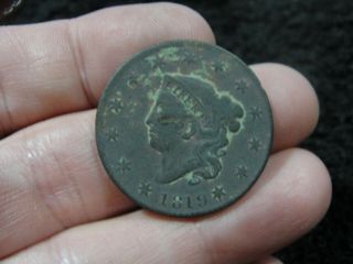 Rare 1819 Us Large Cent Penny 1 Cent 1c Coin Coronet Head Dug
