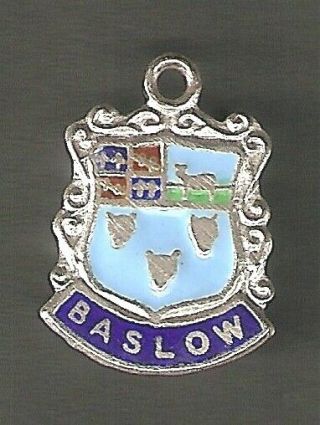 Baslow - Vintage Silver Enamel Souvenir Travel Shield Bracelet Charm.  Rare.
