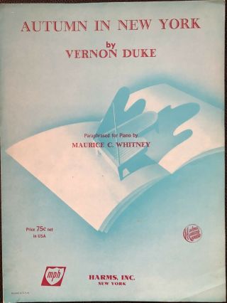 Rare Autumn In York – By Vernon Duke – 1949 – Piano Sheet Music