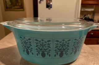 Pyrex Saxony Tree Of Life Covered Casserole 475 - B 2 1/2 Qt With Lid Rare Promo