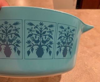 PYREX SAXONY TREE OF LIFE COVERED CASSEROLE 475 - B 2 1/2 QT With Lid Rare Promo 7