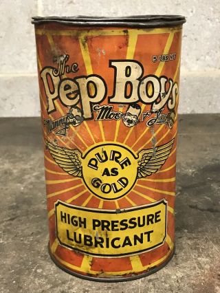 Rare Antique Pep Boys High Pressure Lubricant 5 Lb Pound Grease Can Gas Oil