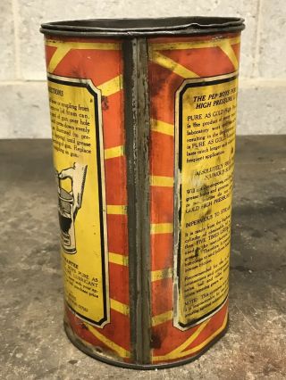 RARE Antique PEP BOYS High Pressure Lubricant 5 lb Pound Grease can Gas Oil 5