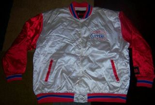 Rare Vintage Stitched La/los Angeles Clippers Heavy Satin Jacket Xl Nba Jersey L