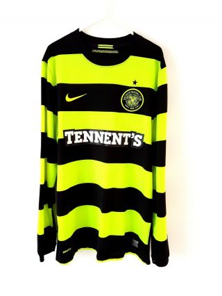 Celtic 3rd Shirt 2010.  Medium.  Rare Tennents Yellow Adults Long Football Top M.