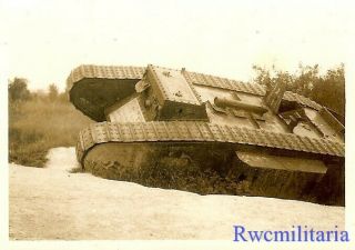Rare German Soldiers View Abandoned Ww1 Era Panzer Tank; Reims,  France 1940