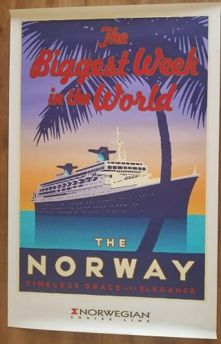Ss Norway - Huge Color Advertising Poster Extremely Rare
