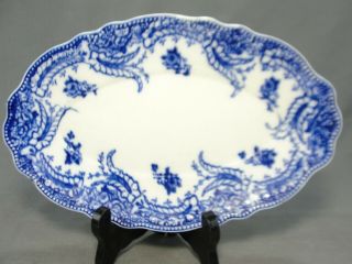 Rare Antique Flow Blue Ironstone " Ashburton " Pattern Oval Dish W Grindley 1880