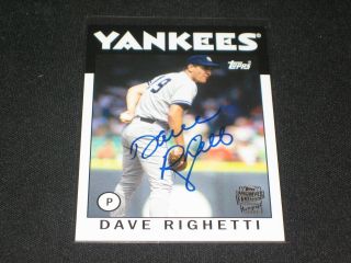 Dave Righetti Yankees Topps Certified Authentic Signed Autographed Card Rare