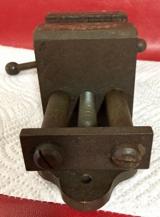 Vintage MACHINING TOOLS MACHINIST RARE SMALL BENCH TOP VISE W/BRASS JAWS 2