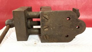Vintage MACHINING TOOLS MACHINIST RARE SMALL BENCH TOP VISE W/BRASS JAWS 5
