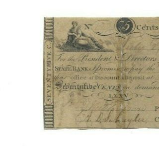 75 Cent (1808) " State Bank " 1808 (state Bank) (vermont) Rare Middlebury Wow