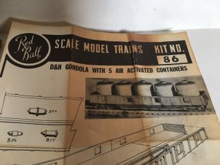 Rare Red Ball Scale Models Ho Model Train Kit D&h Gondola With Containers