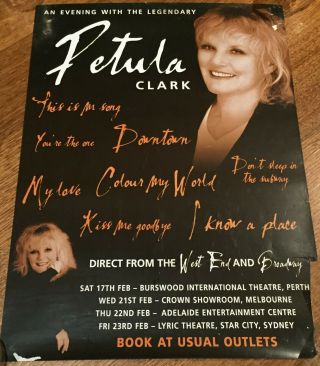 Petula Clark Rare Aussie/oz Tour Promo Poster