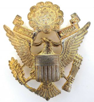 Rare Sterling Silver & Gilt Wwii Us Army Air Force Officer Cap Badge Screw Back