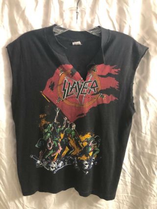 Vintage Rare Slayer 1988 World Sacrifice Tour Shirt Torn And Sleeveless M