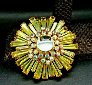Joan Rivers Rare Ab Crystals Large Baguette & Glass Very Large Brooch Pin