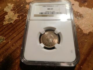 1884 Jamaica Farthing Ngc Ms65 Rare Gem Bu Coin Value $125