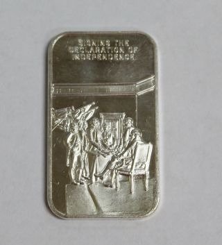 Rare 1973 - Declaration Of Independence 1 Oz.  999 Fine Silver Bar