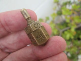 RARE World War One Trench Art Brass Crown and Anchor Put and Take Top Spinner. 2