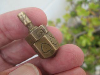 RARE World War One Trench Art Brass Crown and Anchor Put and Take Top Spinner. 3