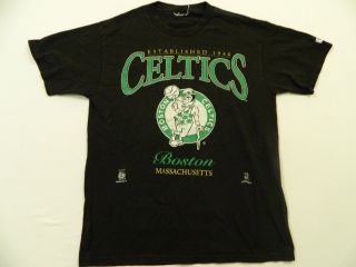 M93 Rare Vintage Boston Celtics Black T Shirt Tee Jersey Men 
