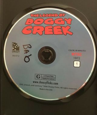 The Legend Of Boggy Creek DVD Rare 4