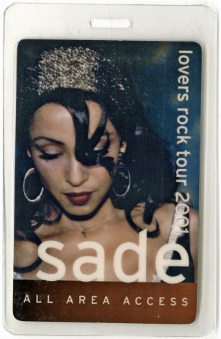 Sade Authentic 2001 Concert Laminated Backstage Pass Lovers Rock Tour Rare Aa
