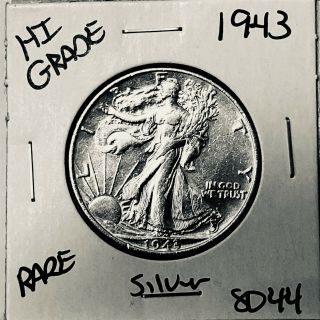 1943 Liberty Walking Silver Half Dollar Hi Grade U.  S.  Rare Coin 8044