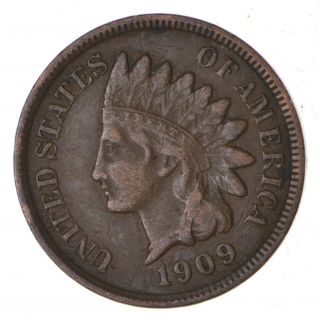 Rare Last Year Issue - 1909 Indian Head Cent - High Red Book Value 194