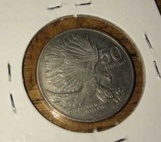 1983 Phillipines 50 Sentimos Error Coin Rare Pithecobhaga