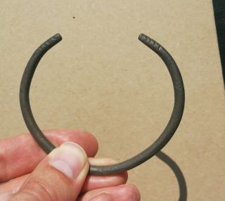 Ancient Viking Bronze Bracelet With Ornament.  Really Rare Type