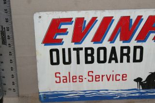 RARE 1950s EVIRUDE OUTBOARD MOTORS SALES SERVICE PAINTED METAL SIGN BOAT FISHING 3