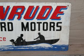 RARE 1950s EVIRUDE OUTBOARD MOTORS SALES SERVICE PAINTED METAL SIGN BOAT FISHING 4