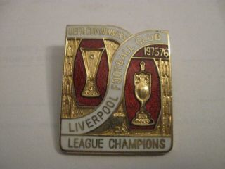 Rare Old 1976 Liverpool Football Club Uefa Cup Winners Enamel Brooch Pin Badge