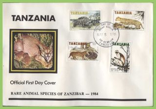 Tanzania 1985 Rare Animals Of Zanzibar Set On First Day Cover