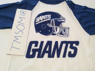 Vintage 1980 ' s York Giants White 3/4 Sleeve T - Shirt YOUTH Size Small RARE 2