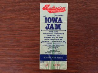 Iowa Jam 5/26/1986 Metallica Cliff Burton Concert Ticket Stub,  Rare
