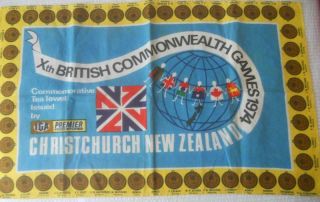 Rare Souvenir Tea Towel Xth Commonwealth Games 1974 Christchurch Zealand