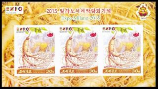Korea 2015 Expo Milano Kaesong Koryo Insam Imperf M/s (3v) Very Rare Mnh
