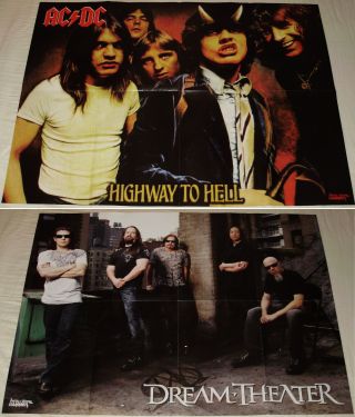 Ac/dc - Highway To Hell / Dream Theater Band Rare Big Double Side Poster