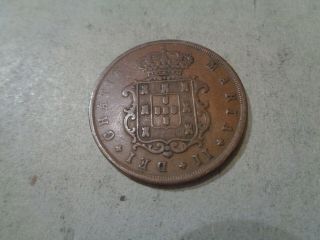 Portugal 10 Reis 1847 Rare Date