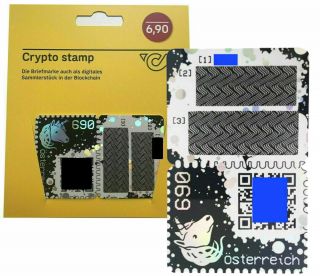 1x Crypto Stamp Blue Limited Edition Rare Ethereum Blockchain