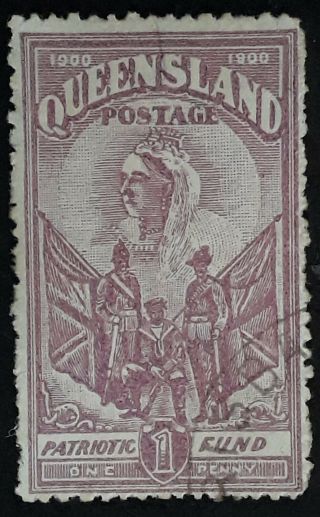 Rare 1900 Queensland Australia 1d (6d) Claret Anglo Boer War Patriotic Fund Stamp