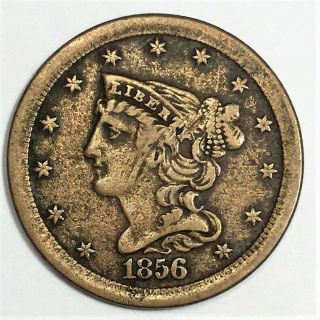 1856 Braided Hair Half Cent Coin Rare Date