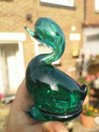 Rare Whitefriars Art Glass Aqua Green Dilly Duck