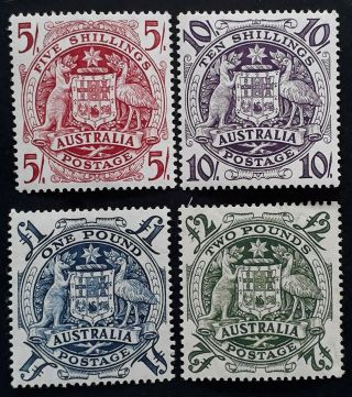 Rare 1949 Australia Set Of Coat Of Arms Stamps With £2 Stamp - Roller Flaw
