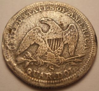 1857 - S Seated Liberty Quarter XF Details Better Grade Rare San Francisco 2