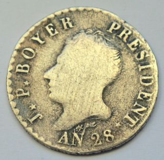 Haiti 50 Centimes 1831 Jean Pierre Boyer Rare Old Silver Coin